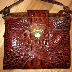 Brahmin cross body - croc embossed pecan leather